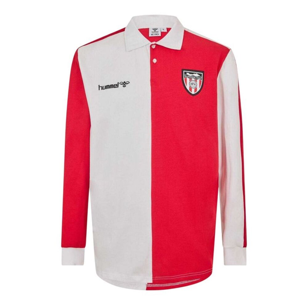 Hummel Mens Sunderland AFC Retro Long-Sleeved Football Shirt / Red/White